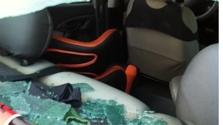 Car damaged by Gaza terror gunfire