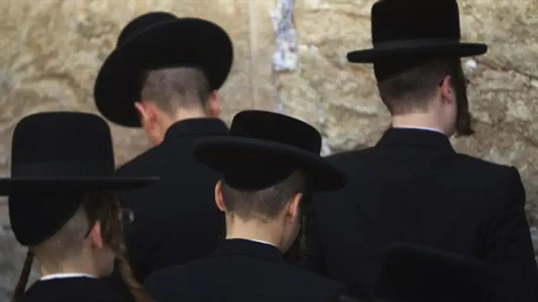 ultra-Orthodox Jews praying at Western Wall