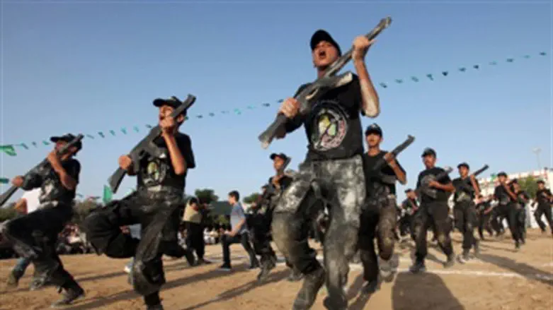 Hamas campers ages 12 - 18 perform mock exerc