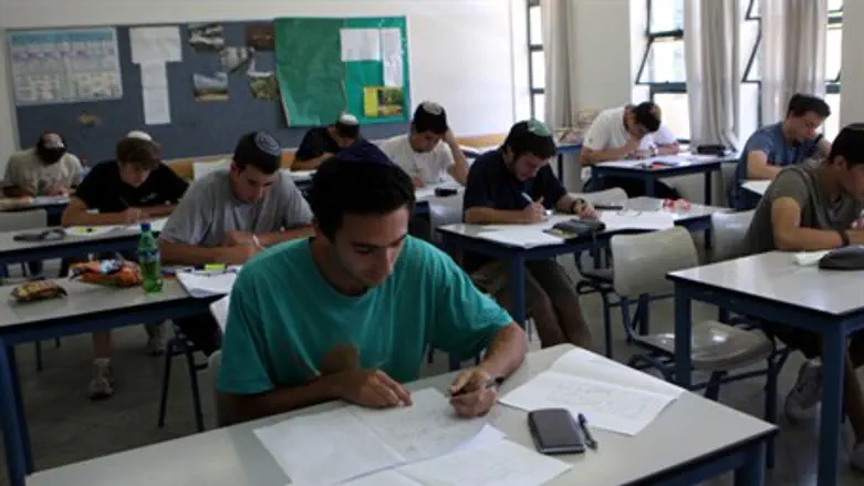 Students take the Bagrut tests