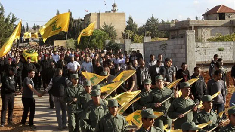 Hizbullah terrorist troops at recent funeral