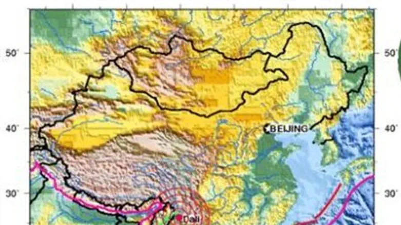 USGS earthquake locator near Dali, China