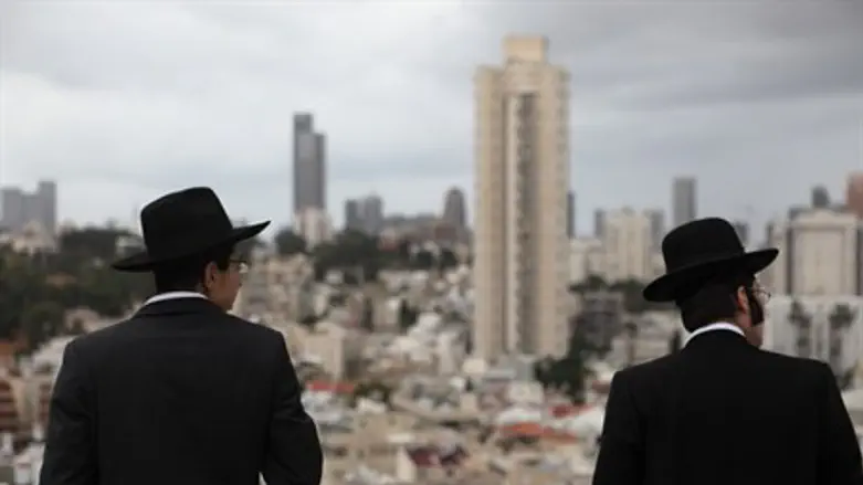 Hareidi men in Bnei Brak (illustrative)