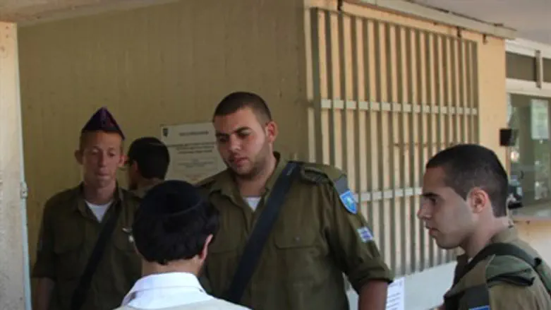 Hareidi man arriving at draft office (illustr
