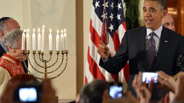 Obama during Hanukkah reception