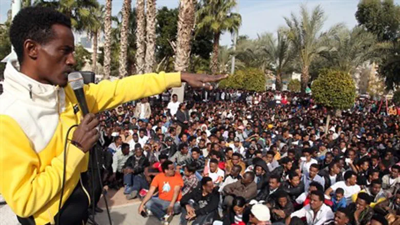 Illegal infiltrators protest, Tel Aviv (file)