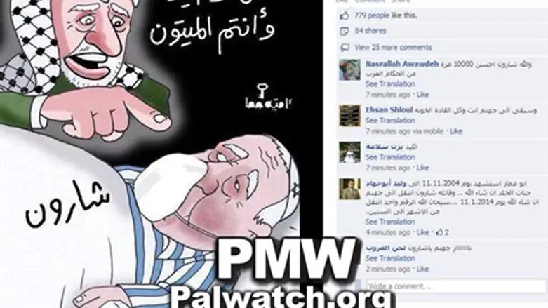 Cartoon of Yasser Arafat and Ariel Sharon on 