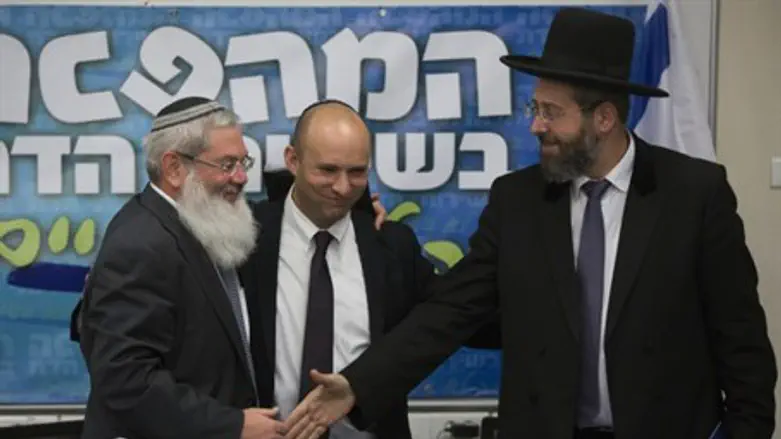 Ben-Dahan, Bennett, Chief Rabbi Lau at Monday