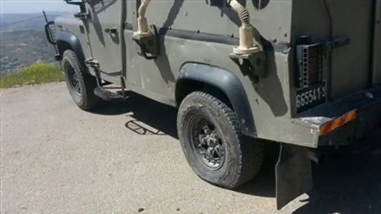 Yarom's jeep after tires punctured