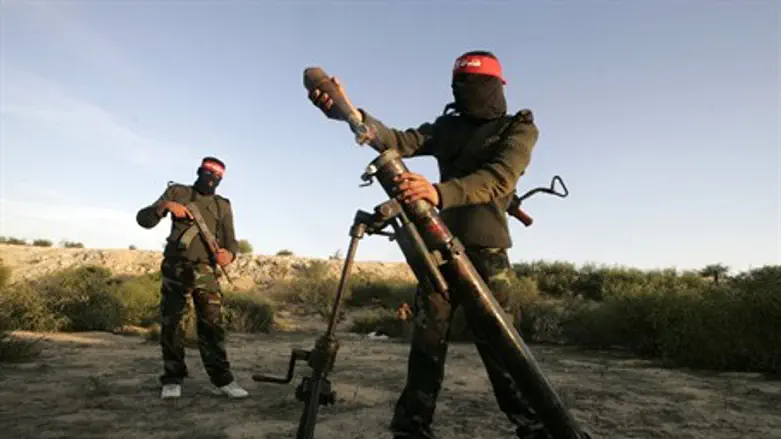 Terrorists preparing to fire mortar round in 