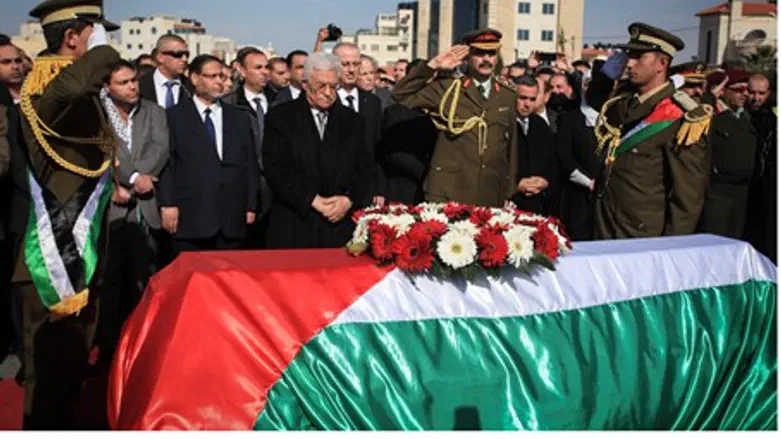 Mahmoud Abbas at Ziad Abu Ein's funeral