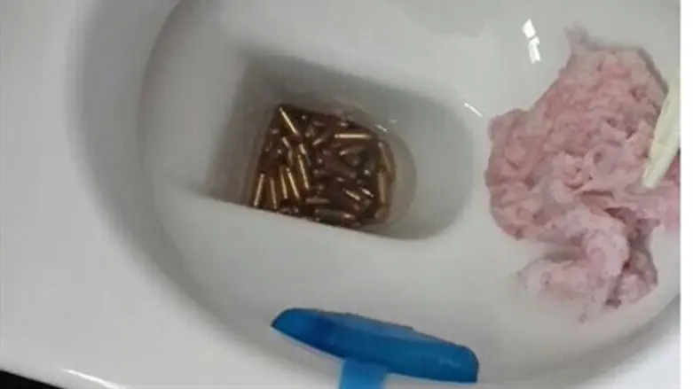 Pistol ammo in the toilet