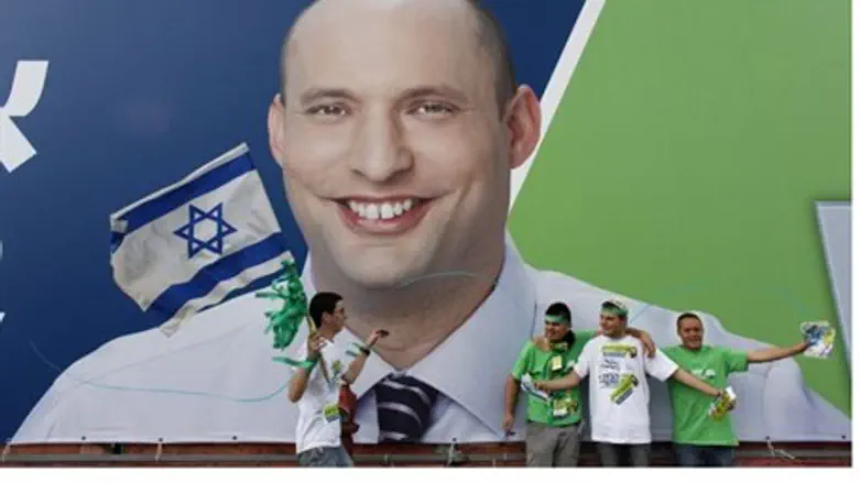 Supporters under Bennett billboard