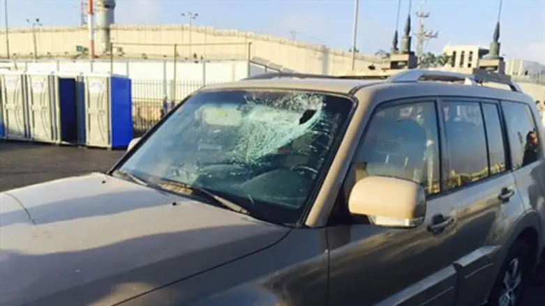 Shomer's car after being ambushed by terrorists
