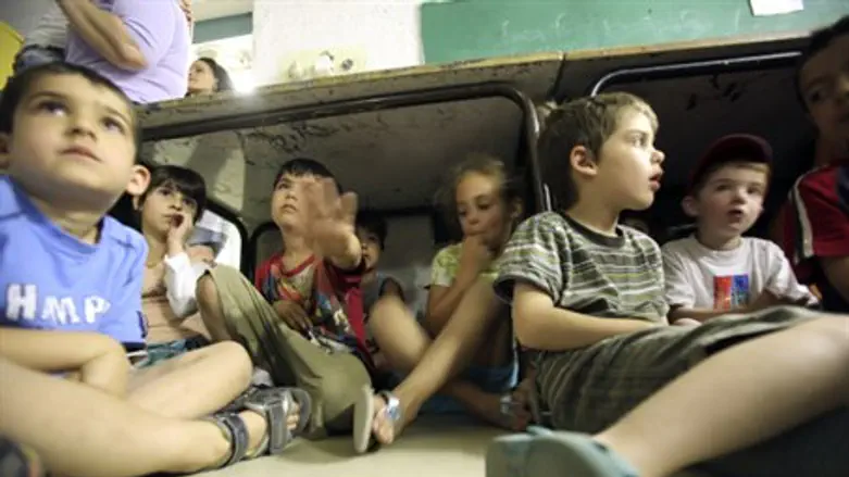 Children in bomb shelter (illustrative)