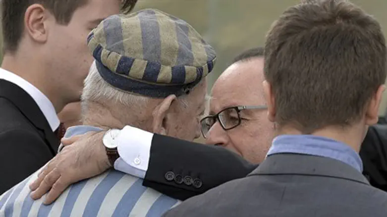 French President embraces Holocaust survivor