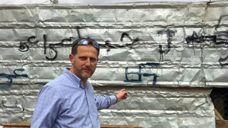 Swastika on illegal Arab building