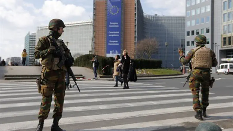 Soldiers guard European Commission in Brussels following bombings