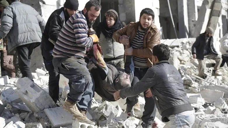 Aftermath of airstrike in Idlib, Syria