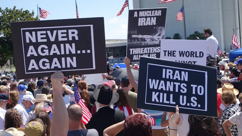 Hundreds of demonstrators in Los Angeles protesting the Iran nuclear deal