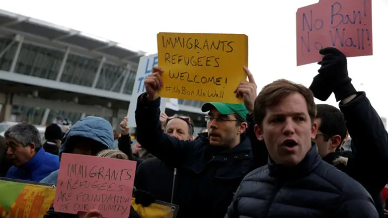 Protest outside JFK airport against Trump's immigration ban