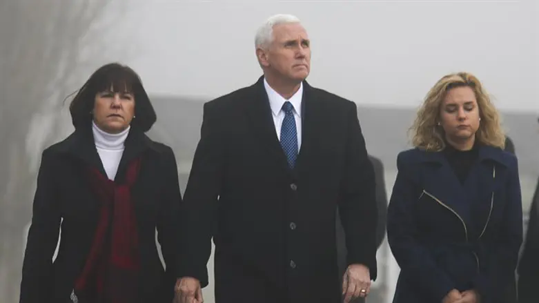 Pence, wife Karen, and daughter Charlotte visit Dachau