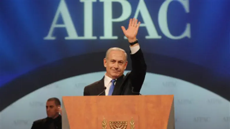 Netanyahu at AIPAC conference (file)