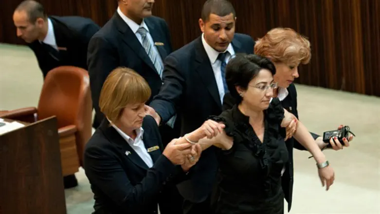 Hanin Zoabi being removed from the Knesset