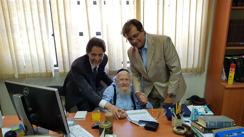 Italian Ambassador to Israel Francesco Maria Talo with Rabbi Adin Steinsaltz