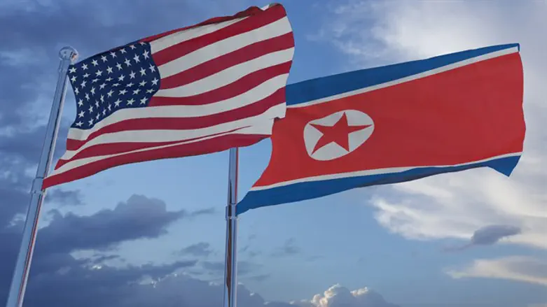 Flags of the United States and North Korea