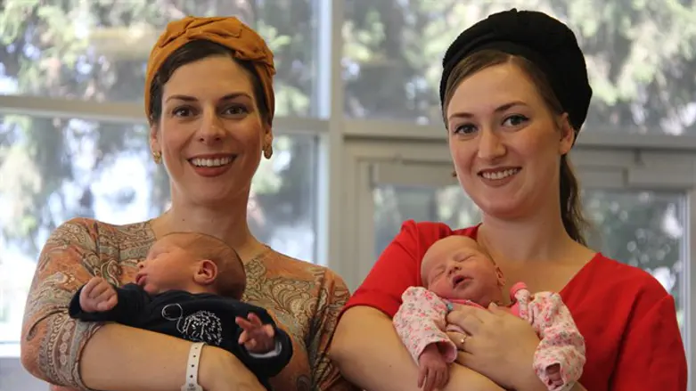Efrat and Michal with their babies