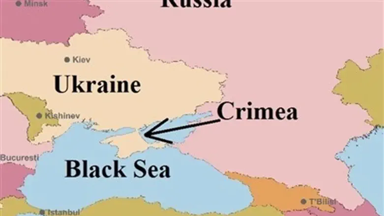 Map of Crimea, Ukraien and Russia