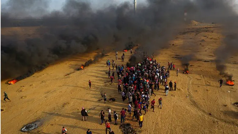 Drone view of Gaza border riot