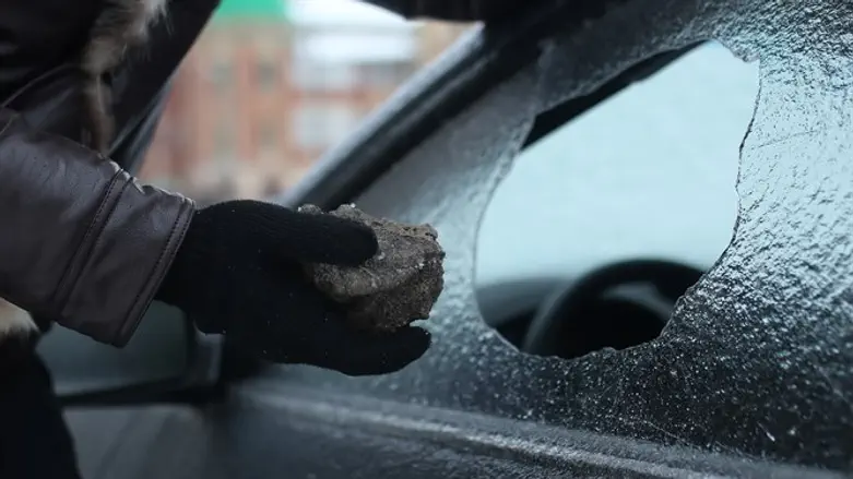 stone breaks car window