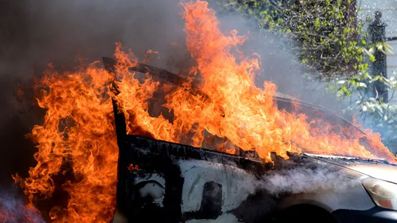 Burning car fire vehicle