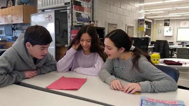 8th graders in Hebrew class in Deerfield, Illinois