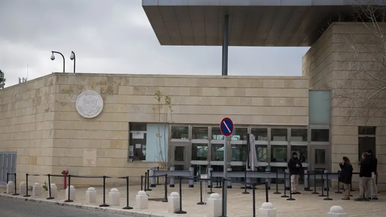 View of the US Embassy in Jerusalem's Arnona neighborhood, Israel,