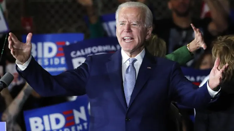 Biden addresses supporters at a rally in Los Angeles