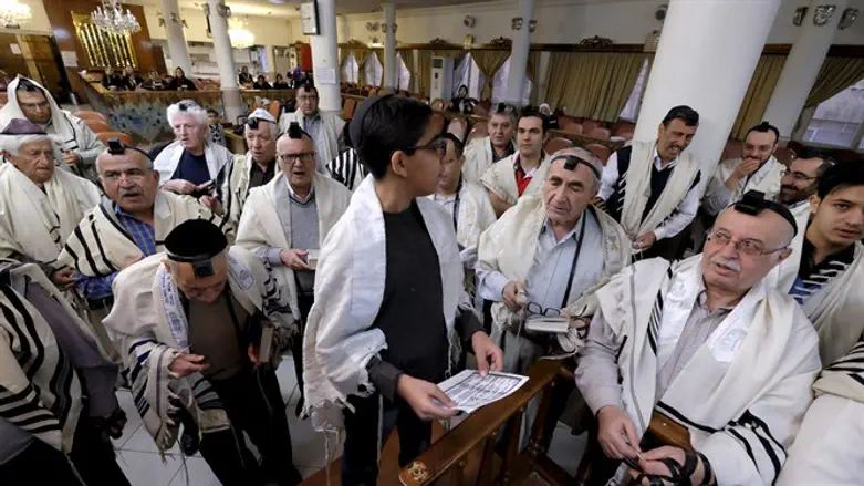 Jews in a synagogue