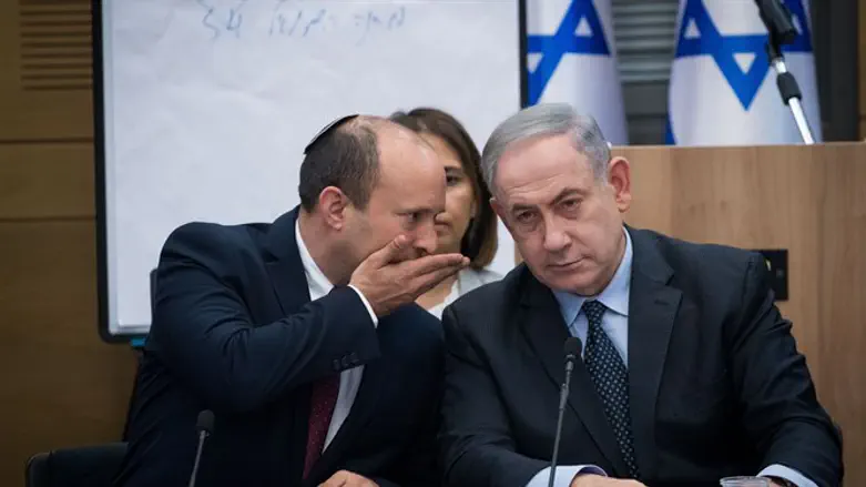 Yamina leader Naftali Bennett with PM Netanyahu