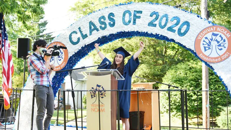 Hailey Diamond celebrates her 2020 graduation from the eighth grade on the Yeshi